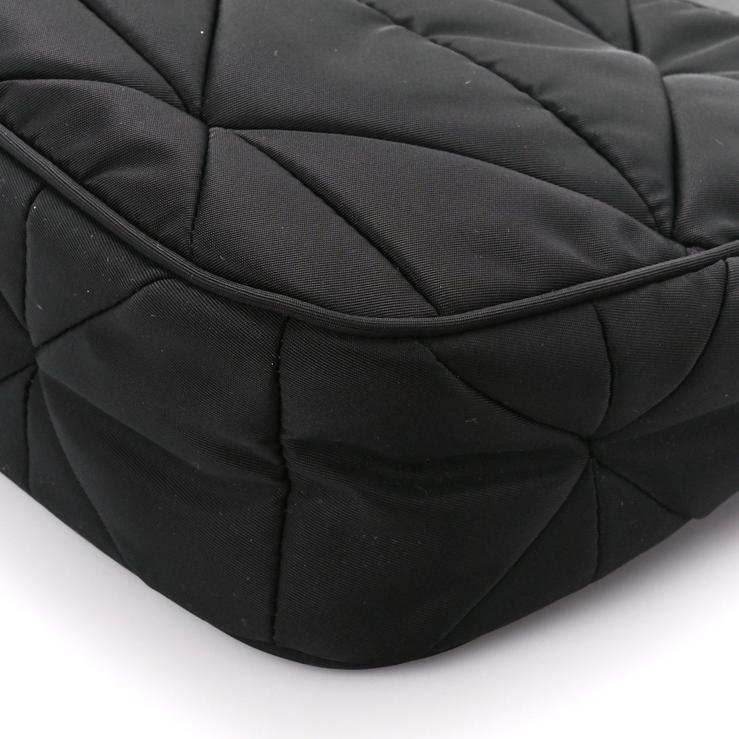 Re-Nylon Triangle Padded Patchwork Shoulder Bag Black
