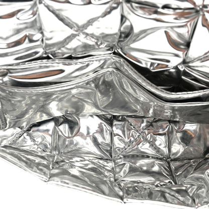 Bottega Veneta Metallic Lambskin Maxi Intrecciato Padded The Belt Cassette Bag Silver 5 of 13