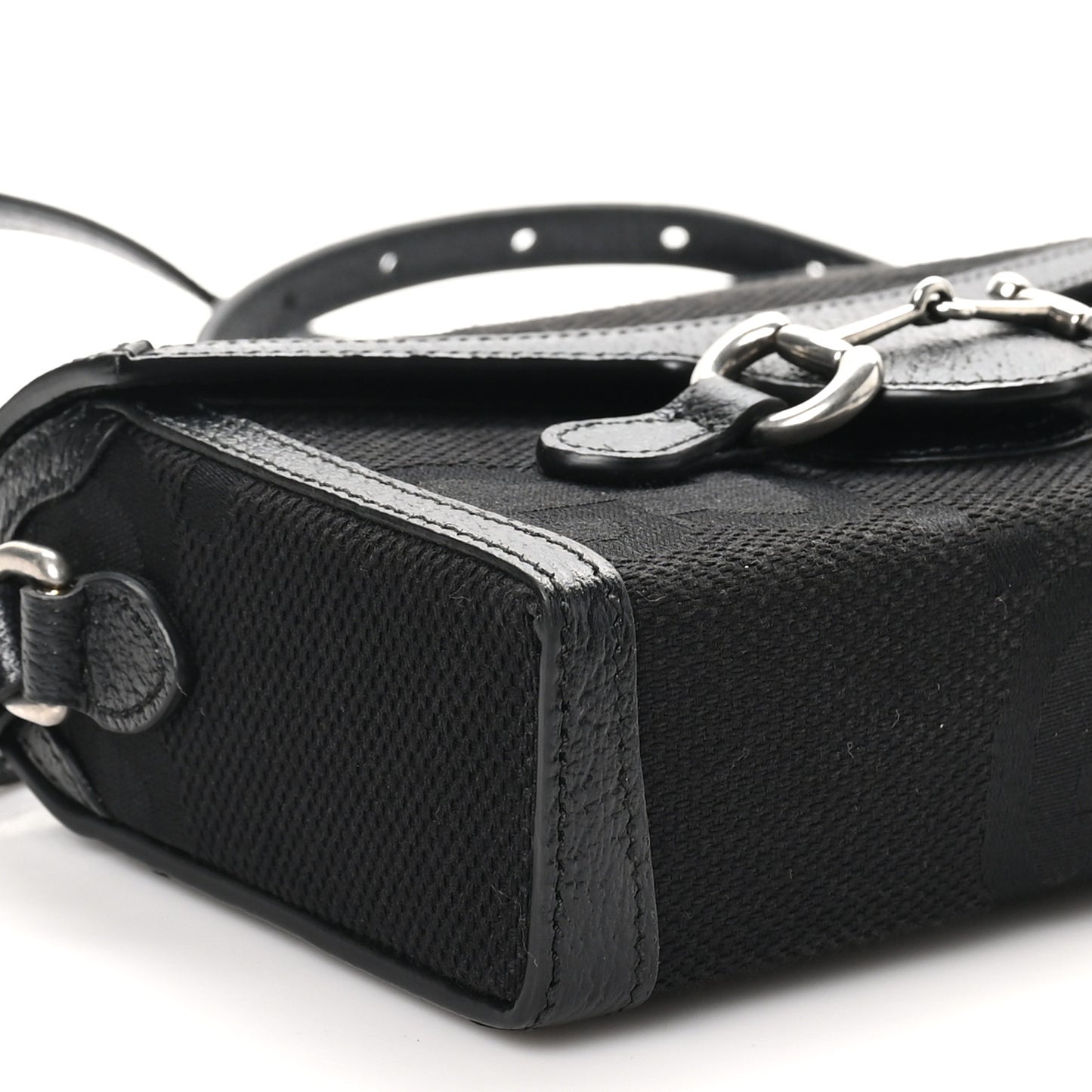 Monogram Jumbo GG Textured Dollar Calfskin Mini Horsebit 1955 Shoulder Bag Black