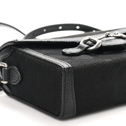 Gucci Monogram Jumbo GG Textured Dollar Calfskin Mini Horsebit 1955 Shoulder Bag Black 9 of 11