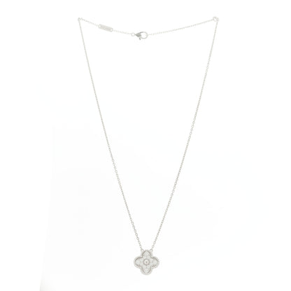 Van Cleef & Arpels 18K White Gold Diamond Vintage Alhambra Pendant Necklace 3 of 5