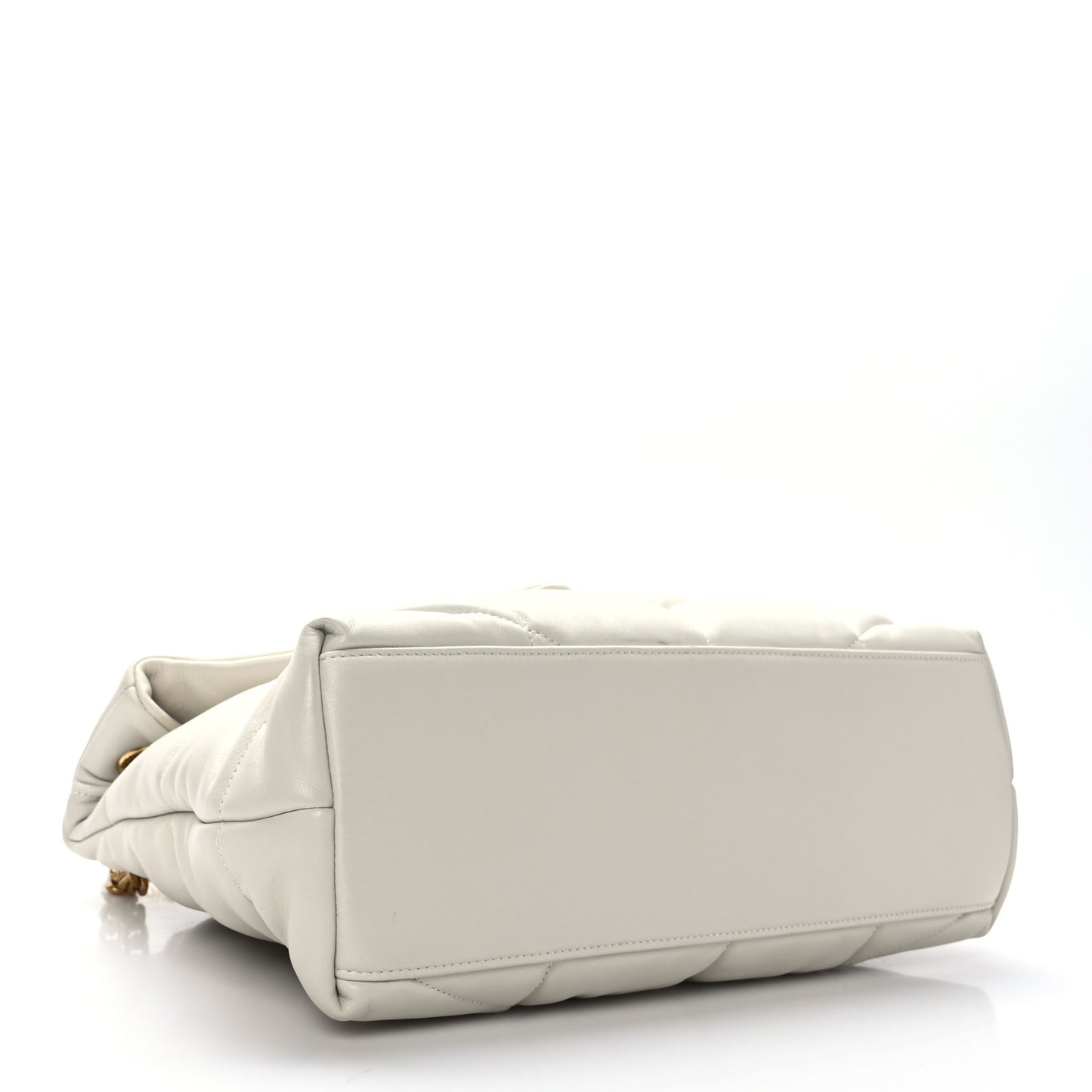 Lambskin Quilted Medium Loulou Puffer Monogram Chain Satchel Crema Soft