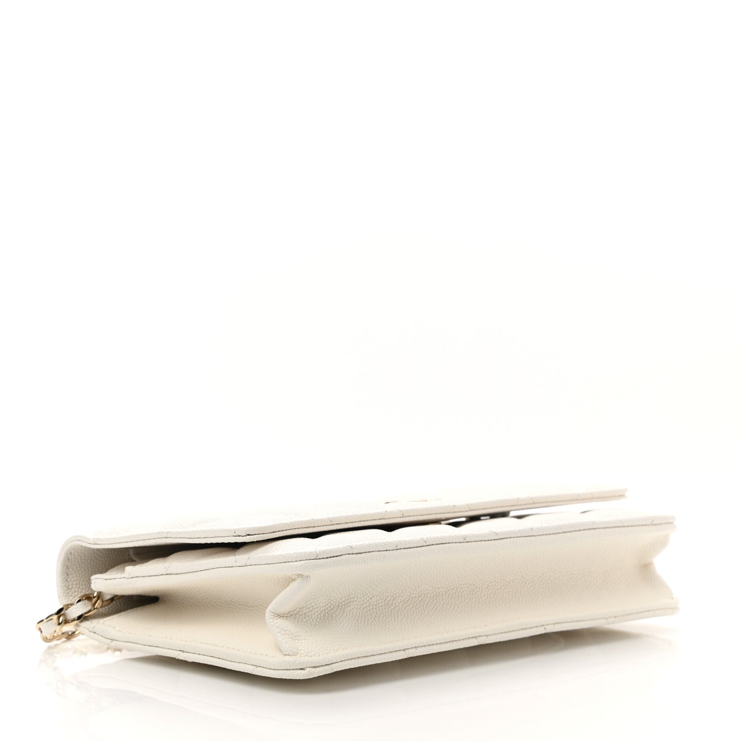 Caviar Quilted Wallet With Charms On Chain WOC White