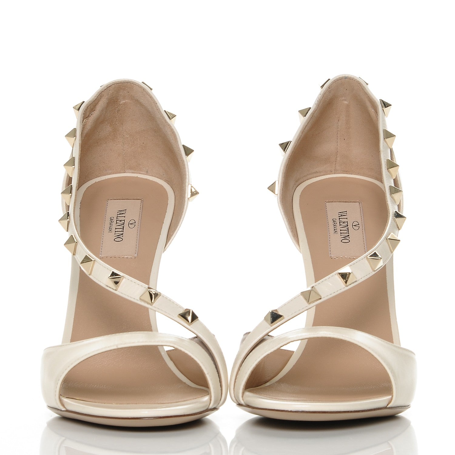 Valentino Garavani Nappa Rockstud Peep Toe Cross Strap D'Orsay 105mm Pumps 39 Ivory 2 of 8