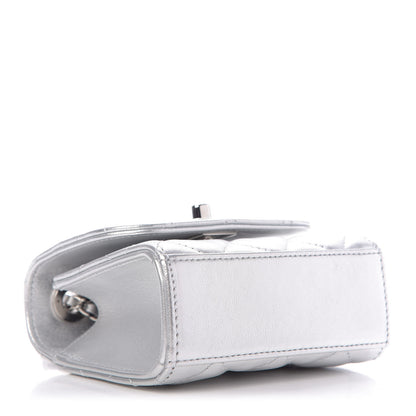 Chanel Metallic Lambskin Quilted Mini Trendy CC Clutch With Chain Silver 4 of 10