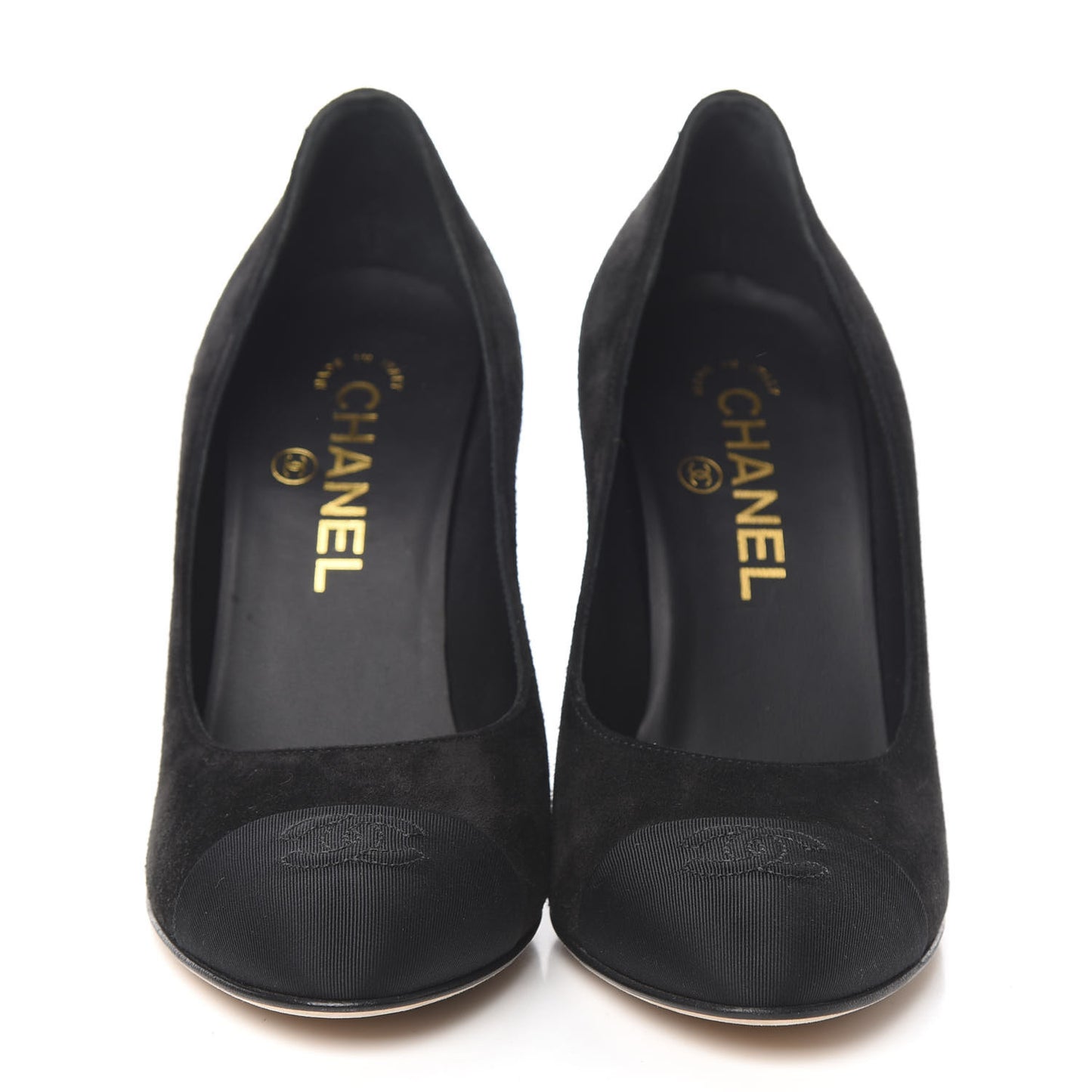 Suede Grosgrain Pearl CC Cap Toe Pump 37 Black