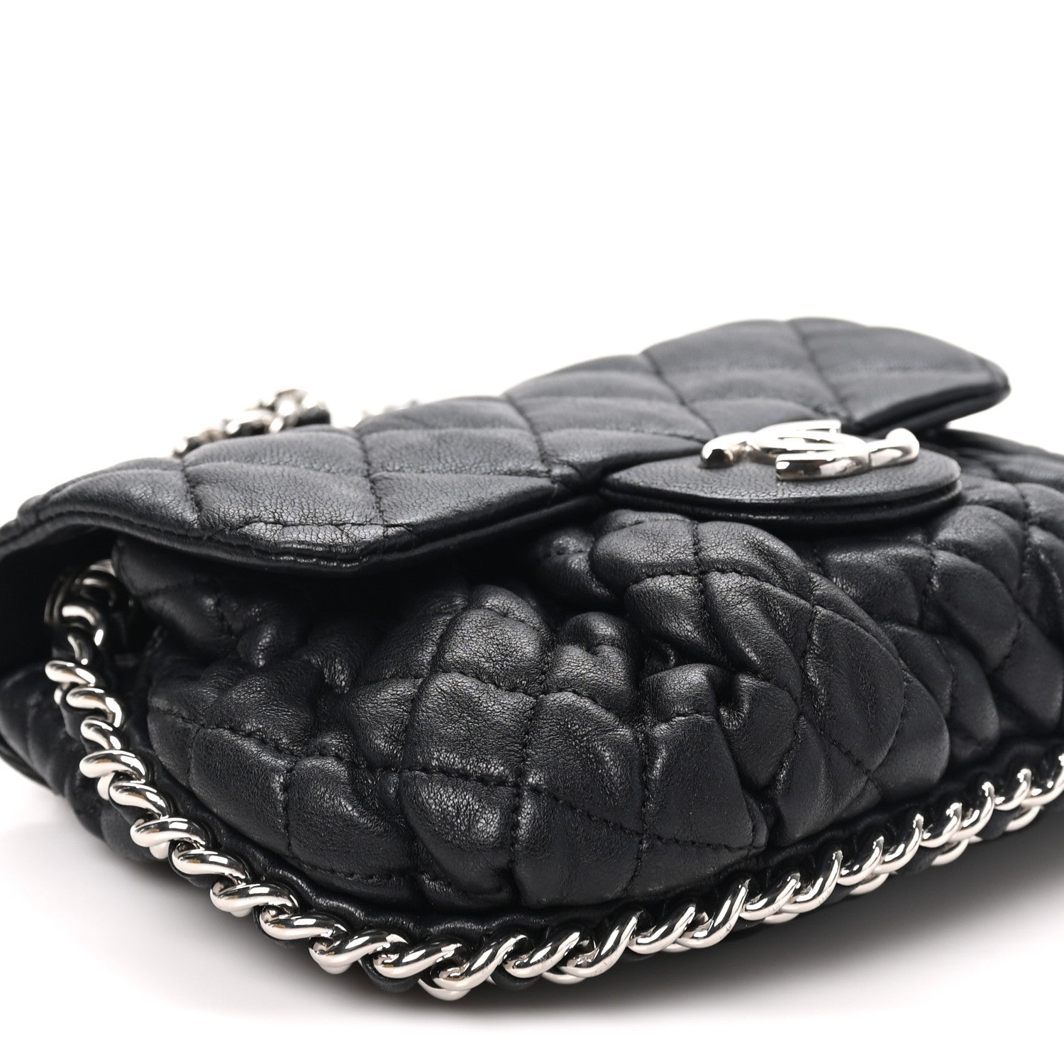 Chanel Washed Lambskin Quilted Mini Chain Around Messenger Black 9 of 10