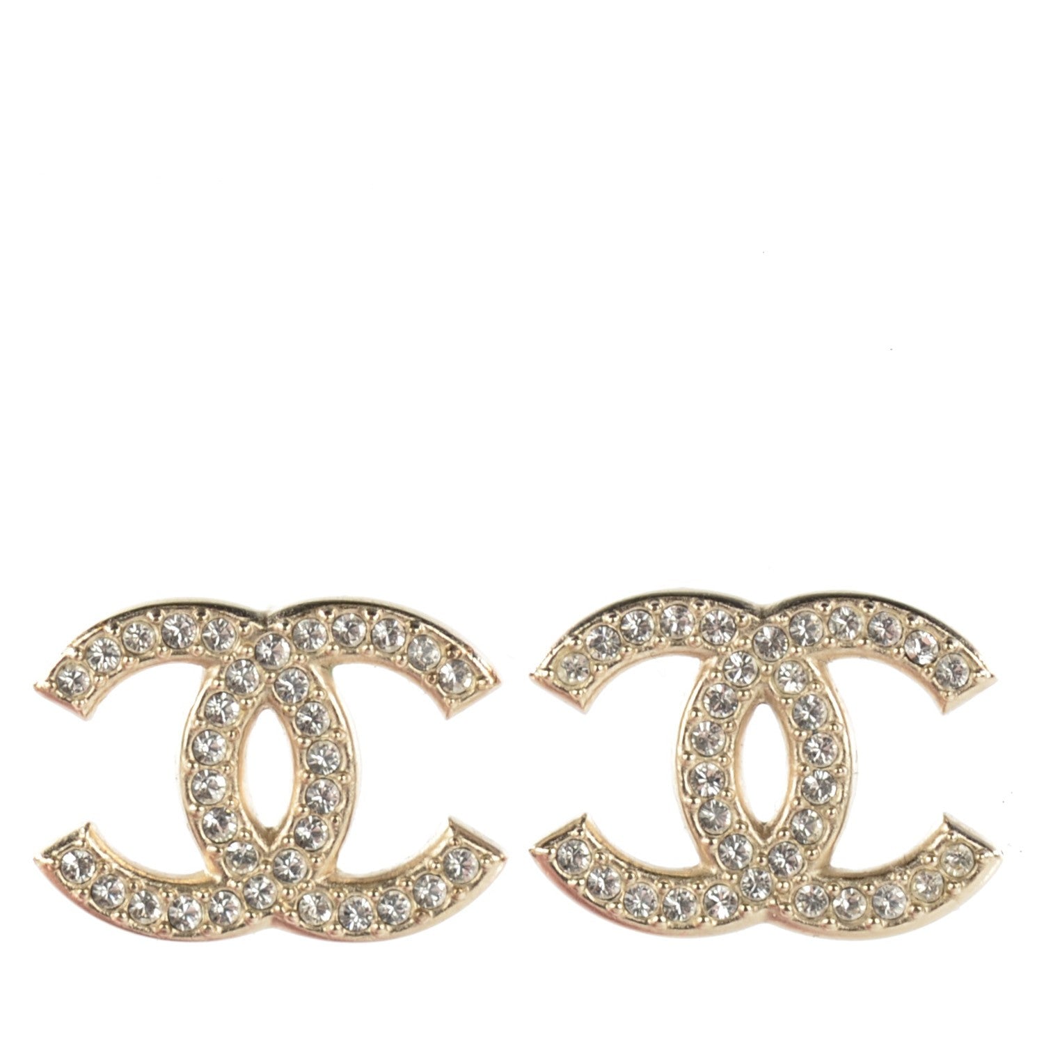 Chanel Crystal CC Earrings Gold 1 of 5