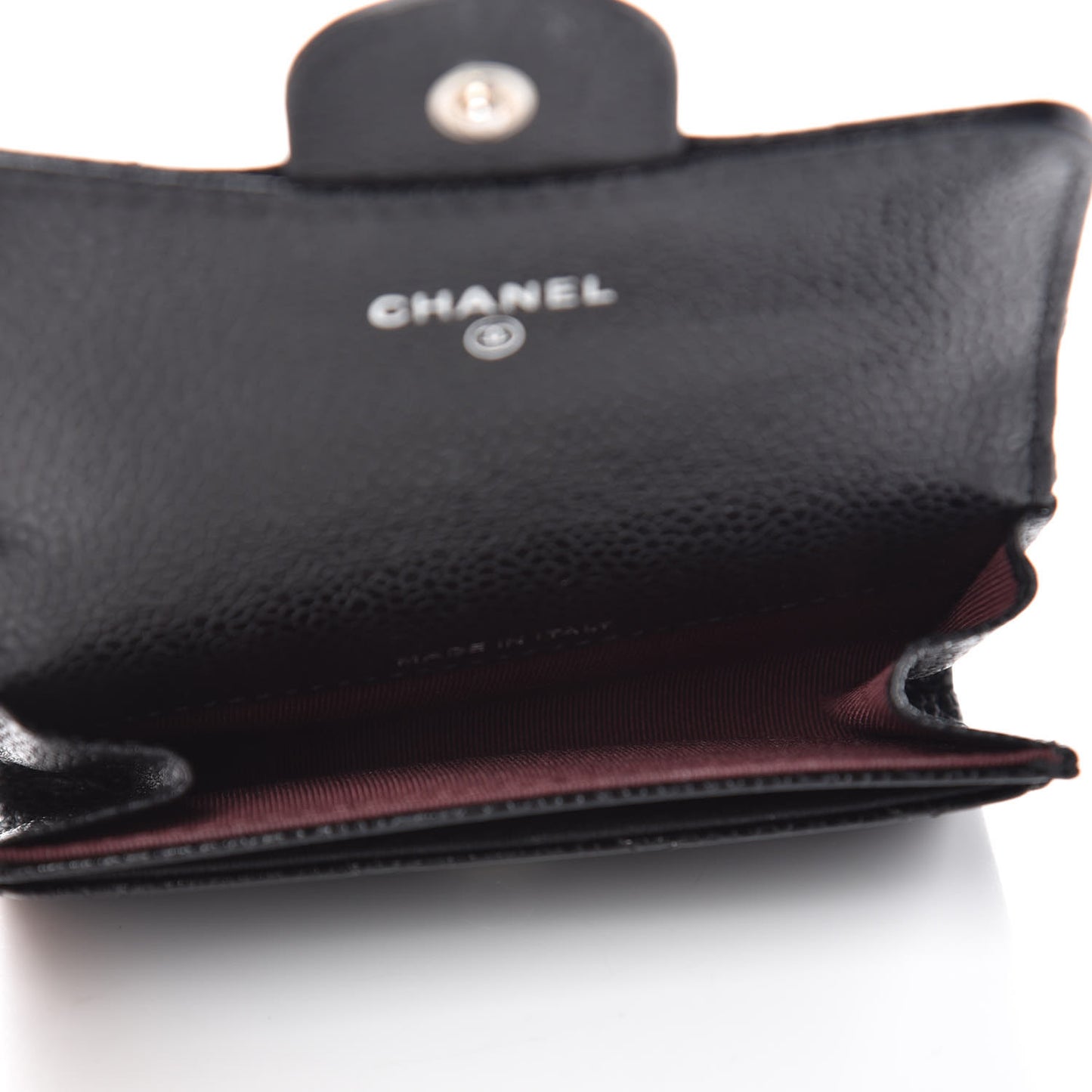 Caviar Quilted Flap Card Holder Black