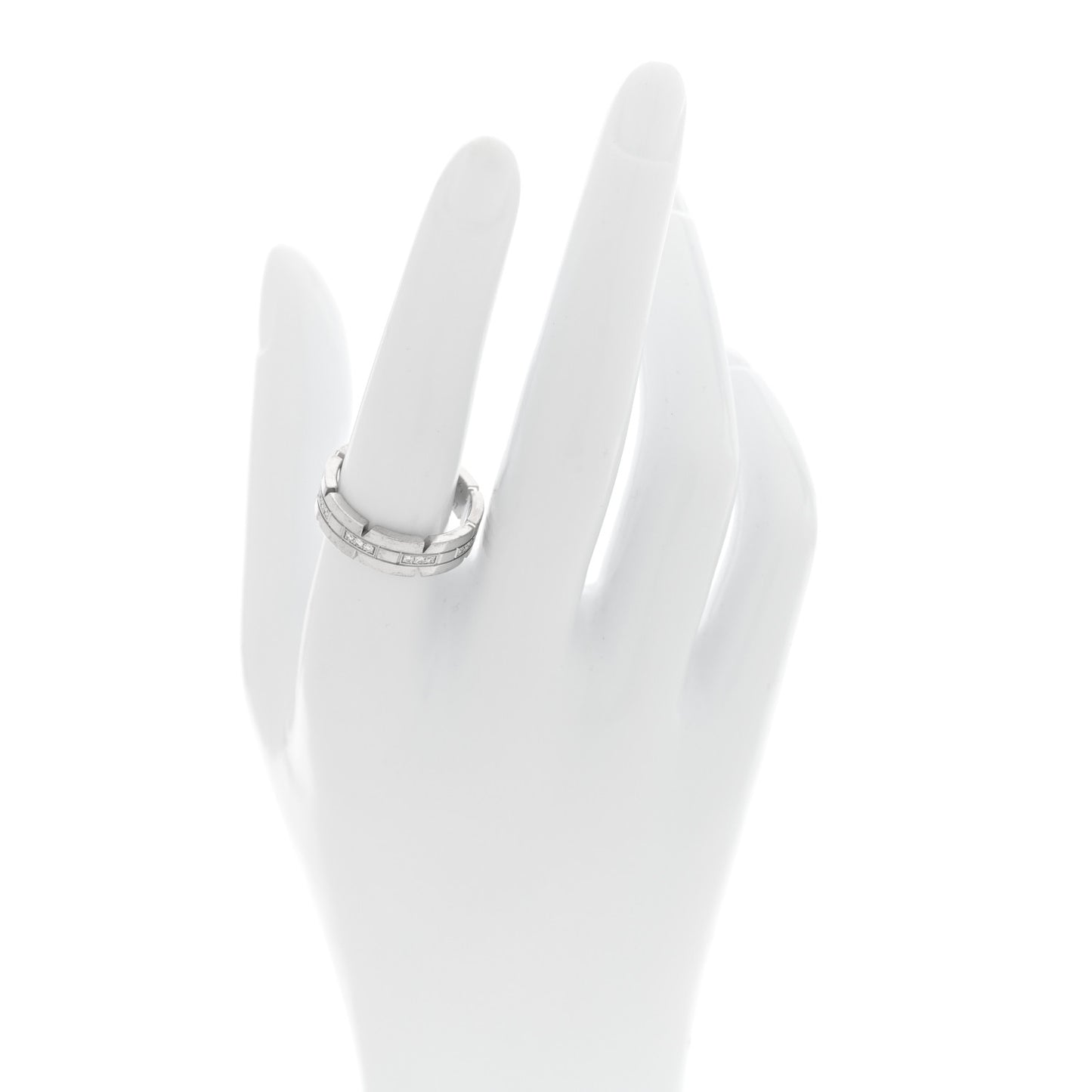 18K White Gold Diamond Tank Francaise Band Ring 57 8
