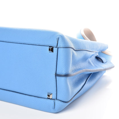 MCM Grained Calfskin Large Milla Tote Tile Blue 14 of 14