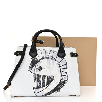 Burberry Derby Calfskin House Check Pallas Head Print Medium Banner Tote Blue 12 of 12