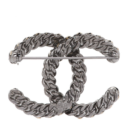 Chanel Ruthenium Enamel CC Brooch Iridescent Blue 3 of 4