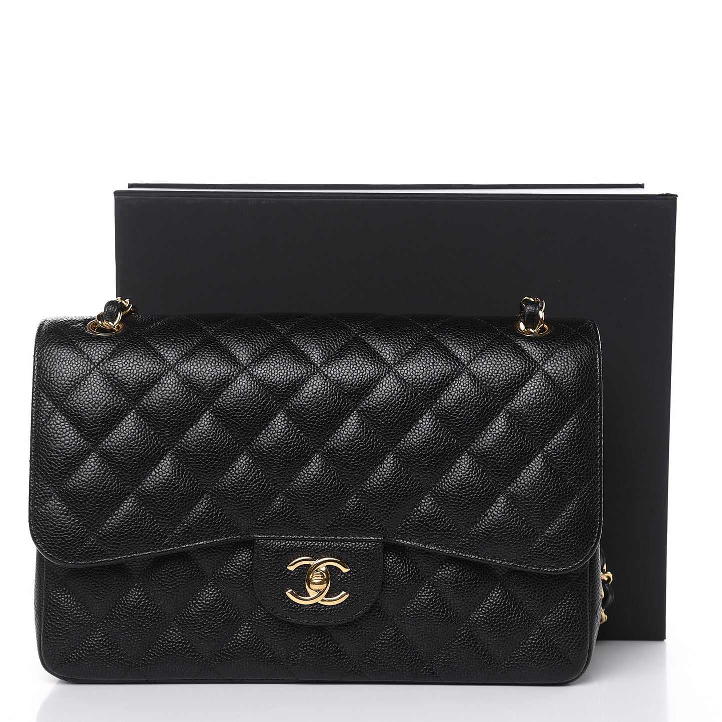 Caviar Quilted Jumbo Double Flap Black