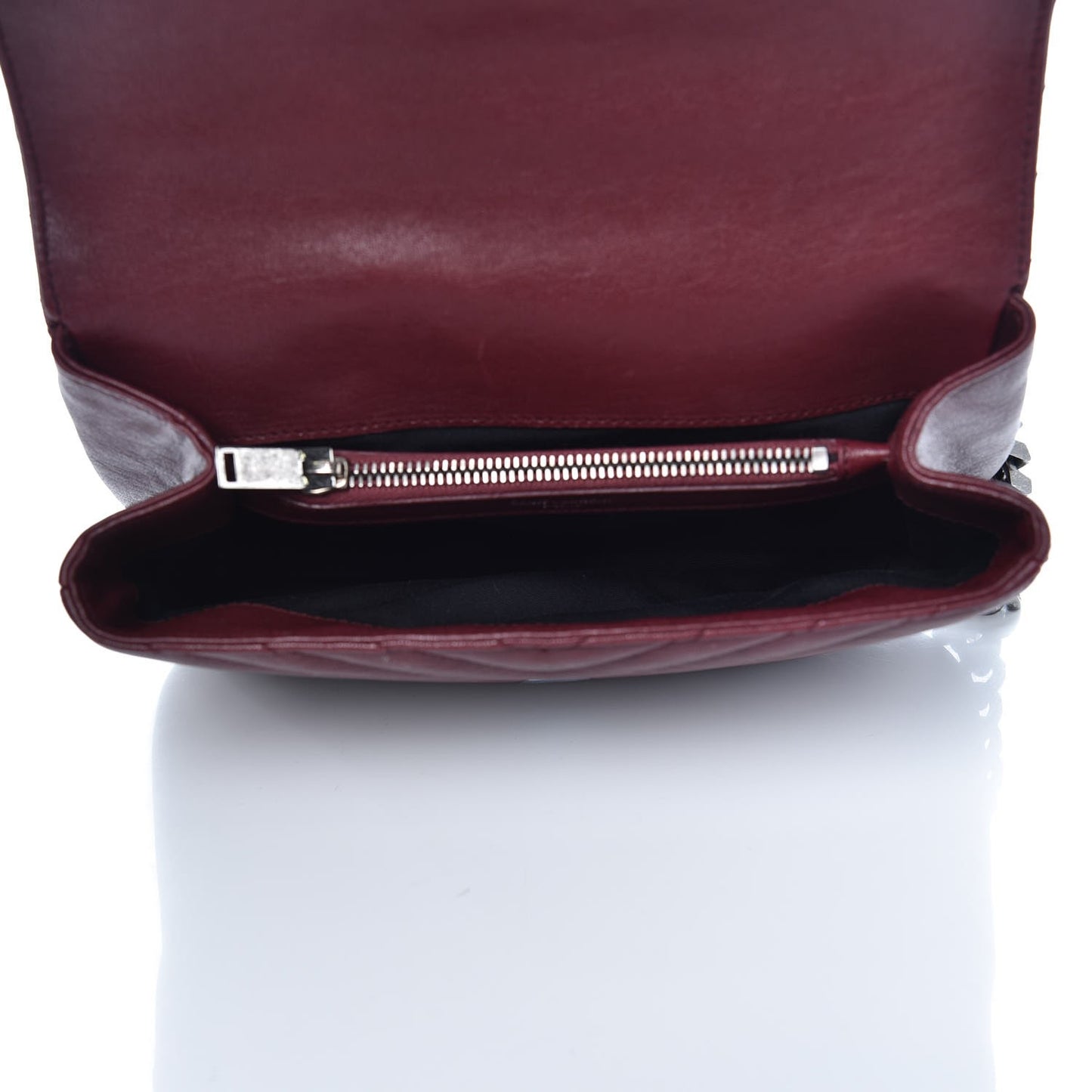 Sheepskin Matelasse Chevron Monogram Medium College Bag Rouge Legion
