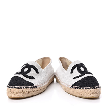 Chanel Terry Cloth CC Espadrilles 39 Silver Black 10 of 10