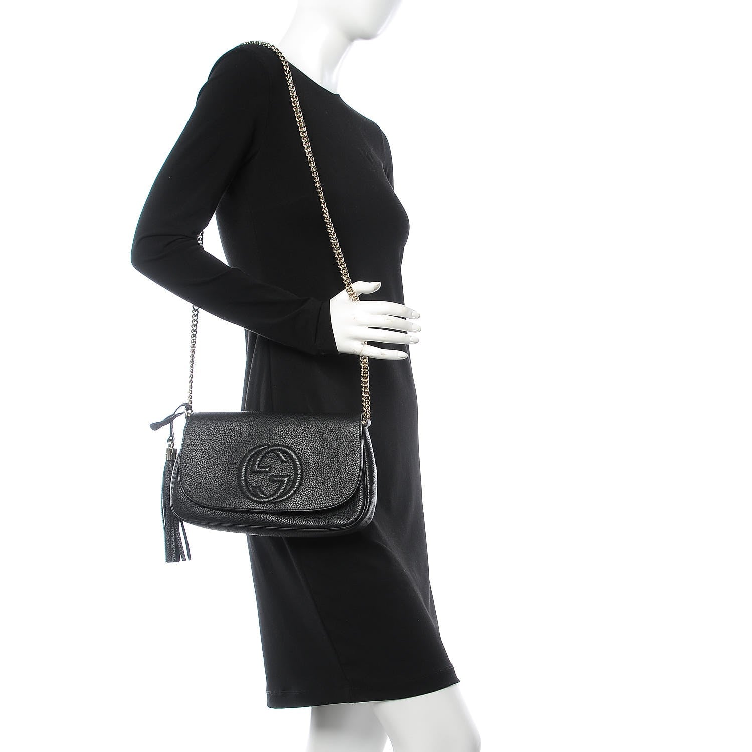 Gucci Pebbled Calfskin Medium Soho Flap Crossbody Black 2 of 7
