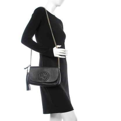 Gucci Pebbled Calfskin Medium Soho Flap Crossbody Black 2 of 7