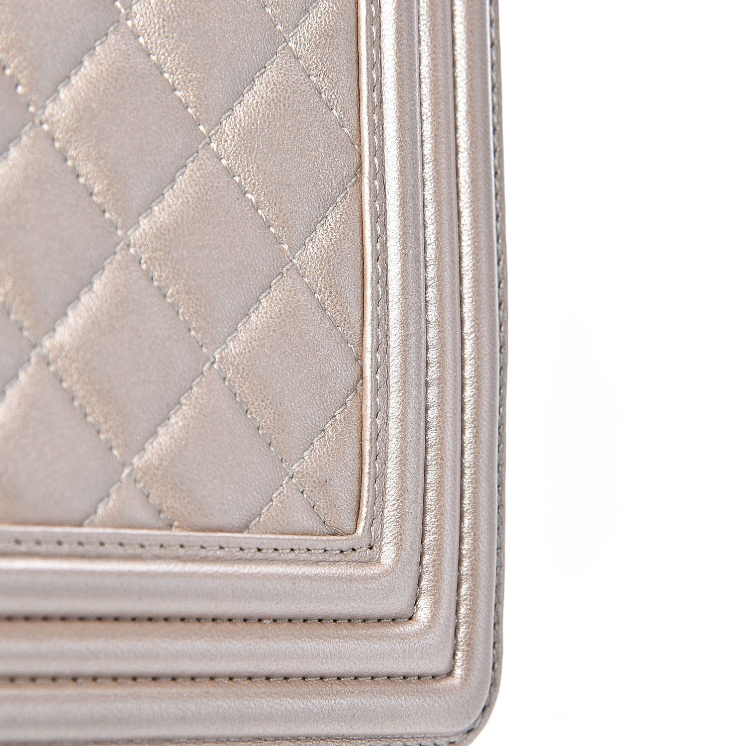Chanel Metallic Lambskin Quilted Large Boy Flap Light Beige 9 of 13