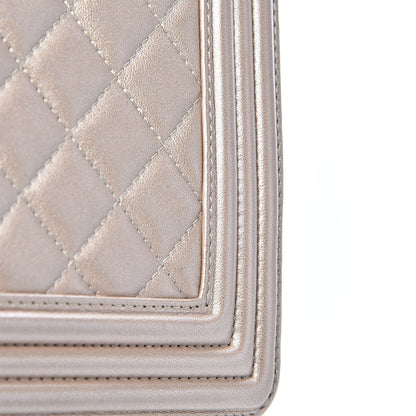 Chanel Metallic Lambskin Quilted Large Boy Flap Light Beige 9 of 13