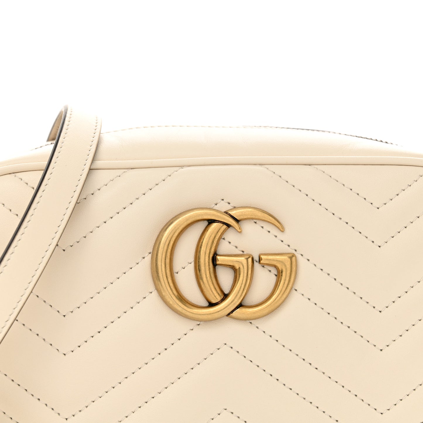 Calfskin Matelasse Small GG Marmont Chain Shoulder Bag White