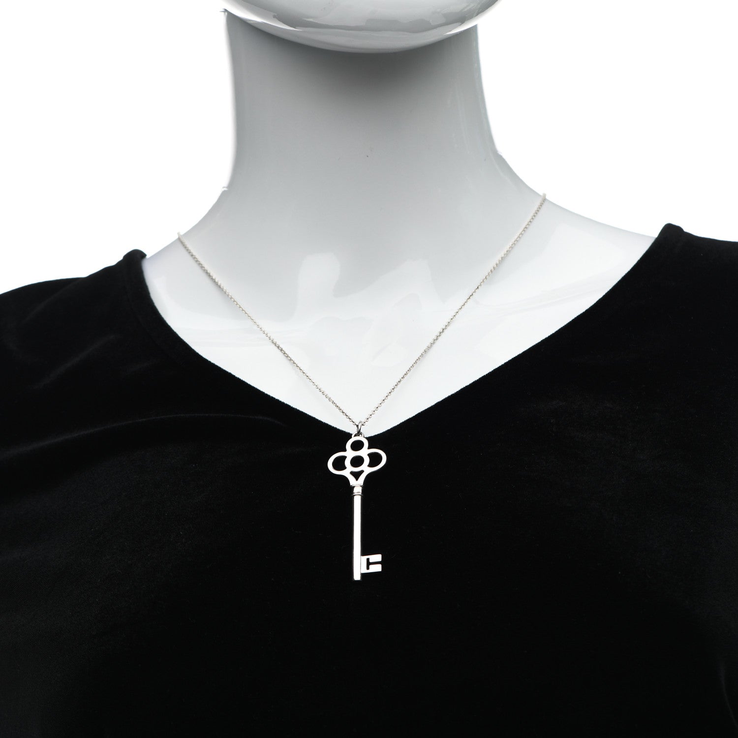 Tiffany Sterling Silver Large Crown Key Pendant Necklace 2 of 6