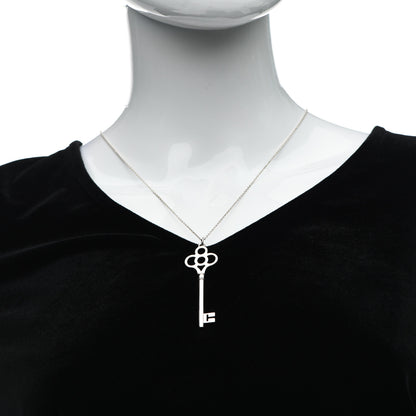 Tiffany Sterling Silver Large Crown Key Pendant Necklace 2 of 6
