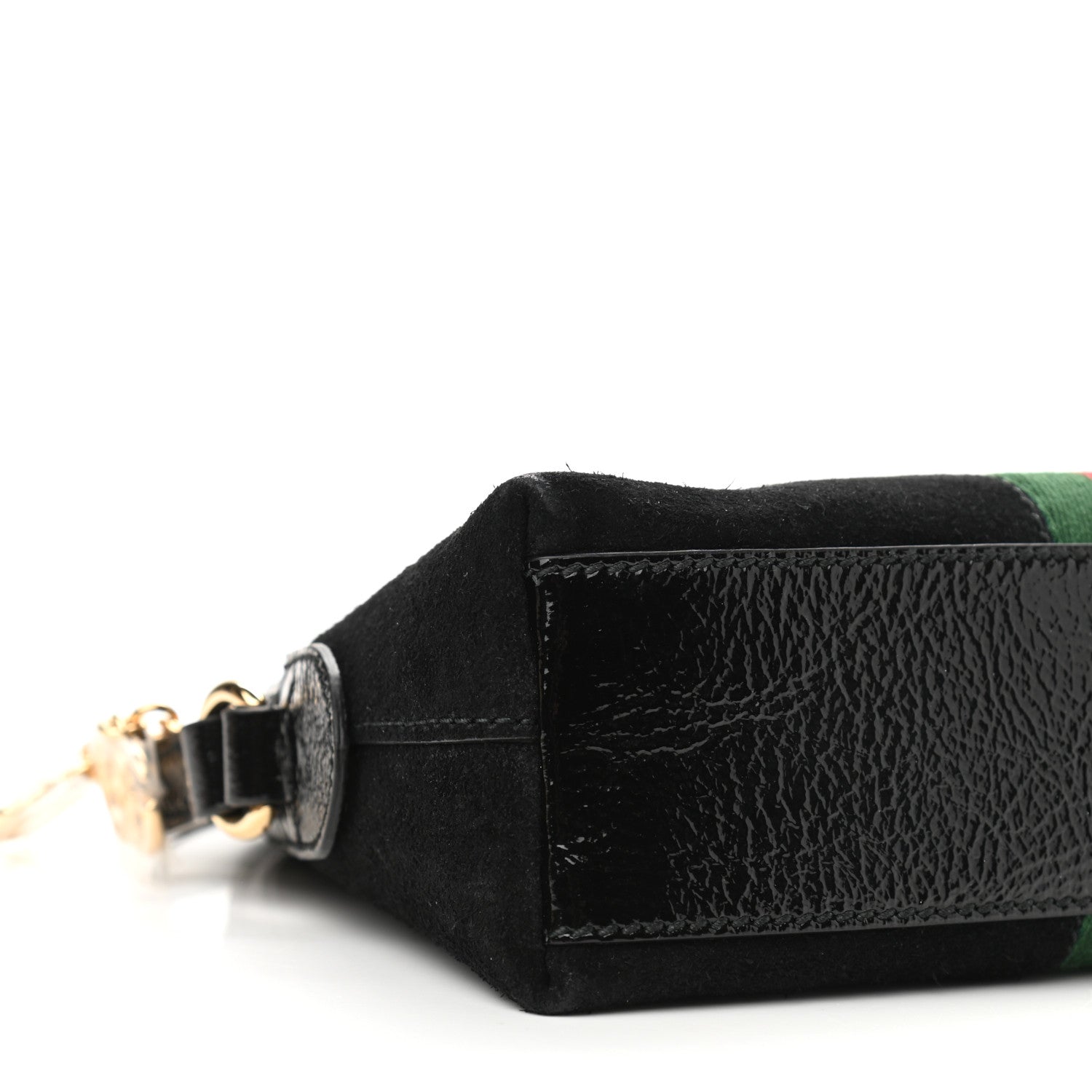 Gucci Suede Patent Web GG Small Ophidia Dome Shoulder Bag Black 9 of 10