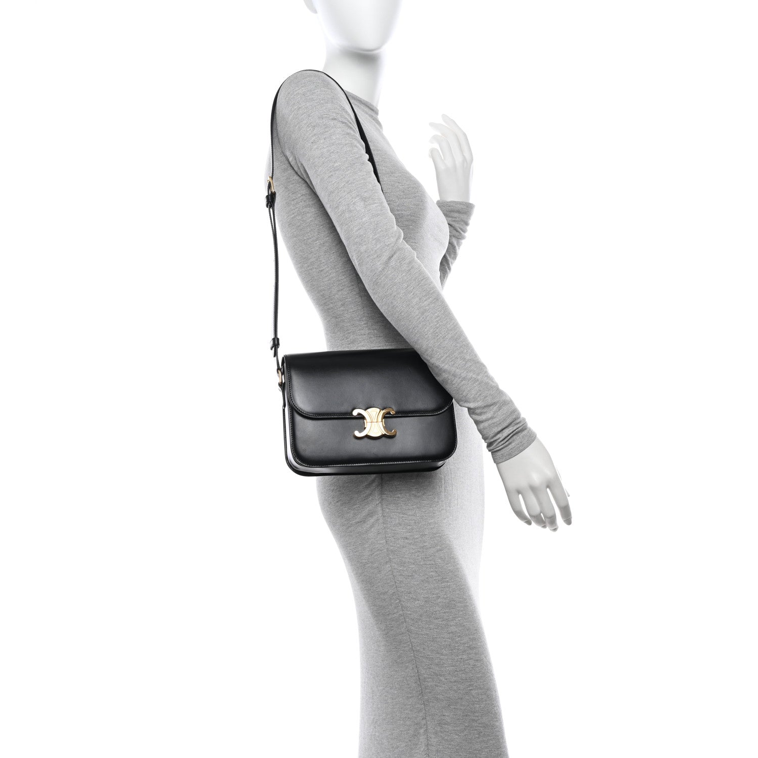Celine Shiny Calfskin Medium Triomphe Black 2 of 12