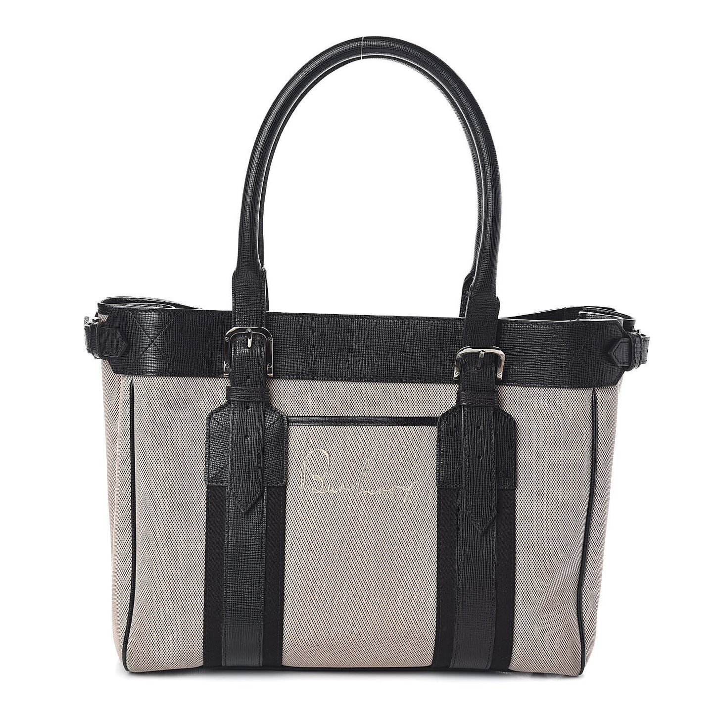 Canvas Calfskin Logo Tote Black