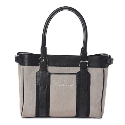 Burberry Canvas Calfskin Logo Tote Black 1 of 9