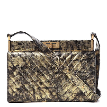 Chanel Metallic Crumpled Goatskin Chevron Quilted Reissue Clutch Bag Black Gold 1 of 10