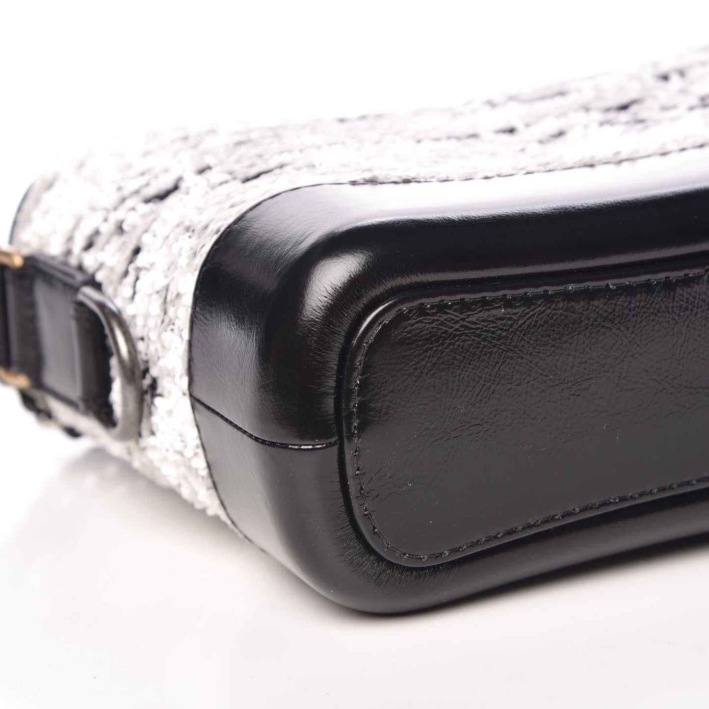 Sequin Wool Calfskin Small Gabrielle Hobo Black White