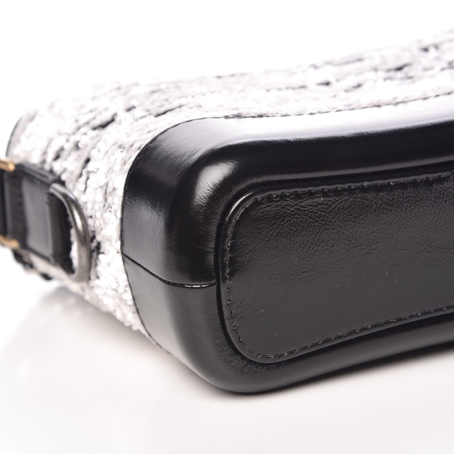 Chanel Sequin Wool Calfskin Small Gabrielle Hobo Black White 9 of 11