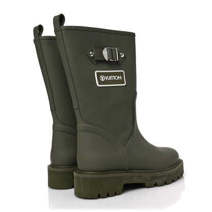 Louis Vuitton Rubber Calfskin Territory Flat Boots 38 Khaki 4 of 7