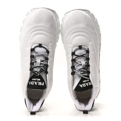 Prada Re-Nylon Gabardine Rubber Logo Quilted Womens 50mm Low Top Sneakers 37.5 White Black 2 of 9