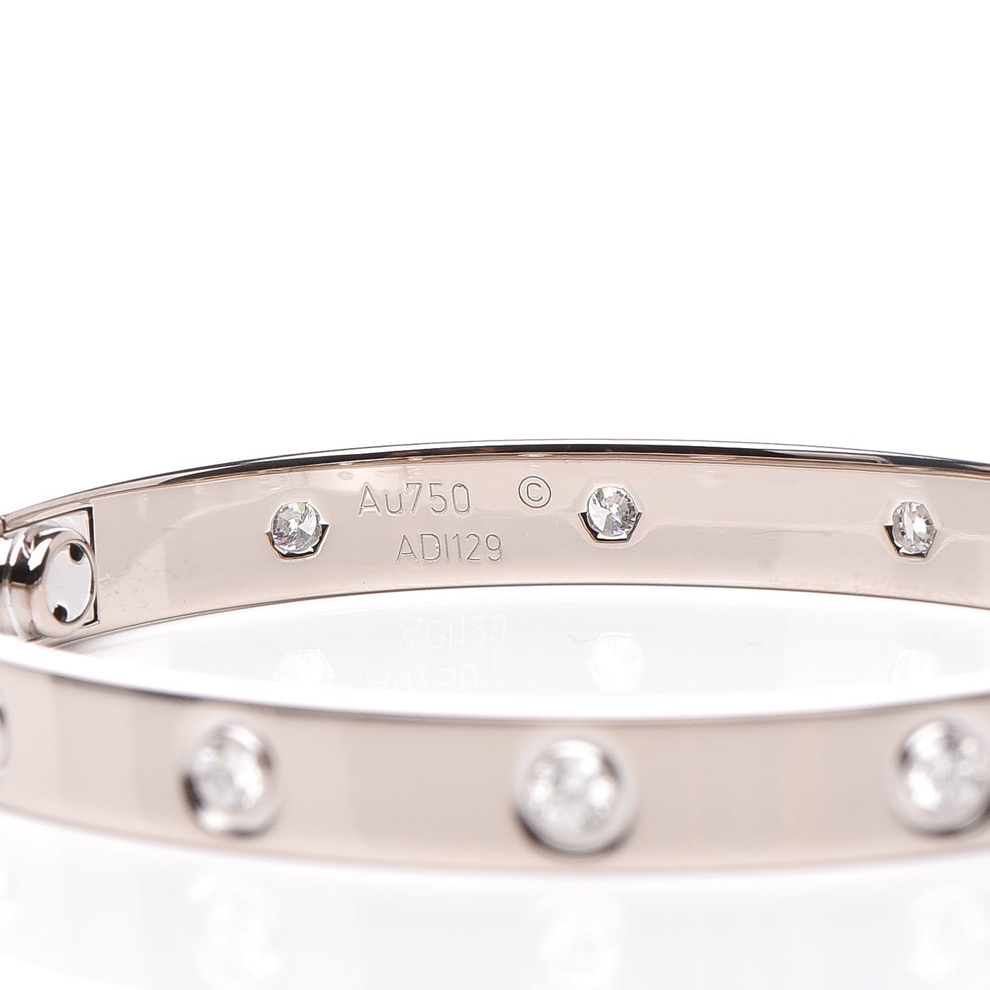 18K White Gold 10 Diamond LOVE Bracelet 16