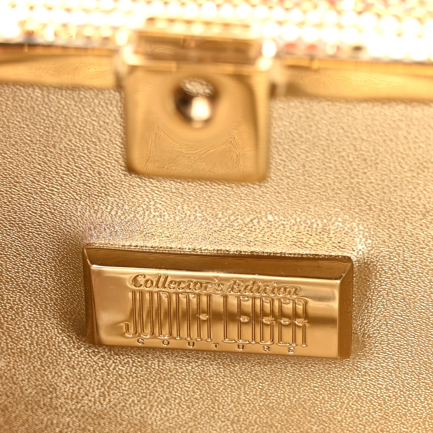 Crystal Turntable Scratch Minaudiere Clutch Champagne