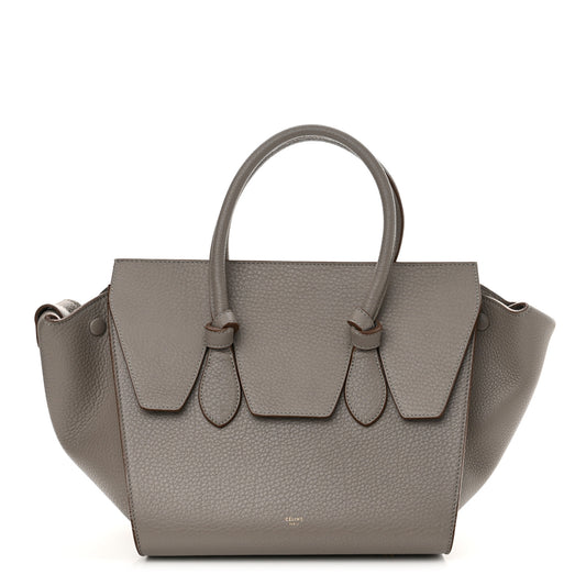 Crisped Calfskin Mini Tie Knot Tote Medium Grey