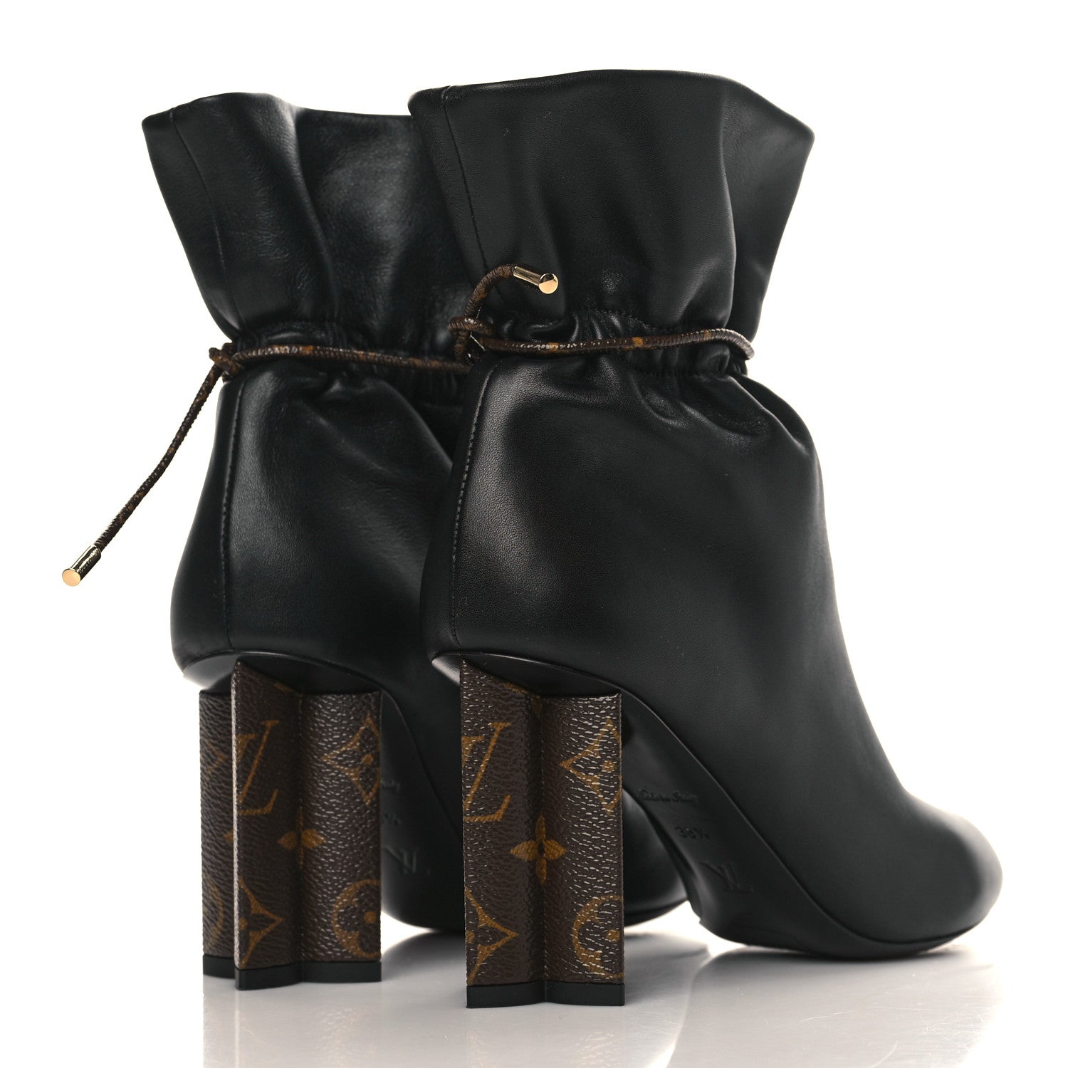 Louis Vuitton Calfskin Monogram Drawstring Ankle Boots 38.5 Black 4 of 9