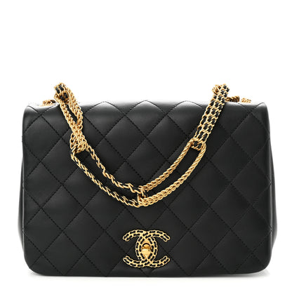 Chanel Lambskin Quilted Chain To Chain Flap Black 1 of 10