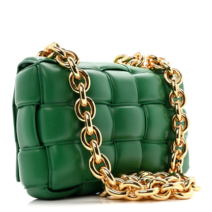 Bottega Veneta Lambskin Maxi Intreccio Padded Chain Cassette Crossbody Bag Racing Green 3 of 12