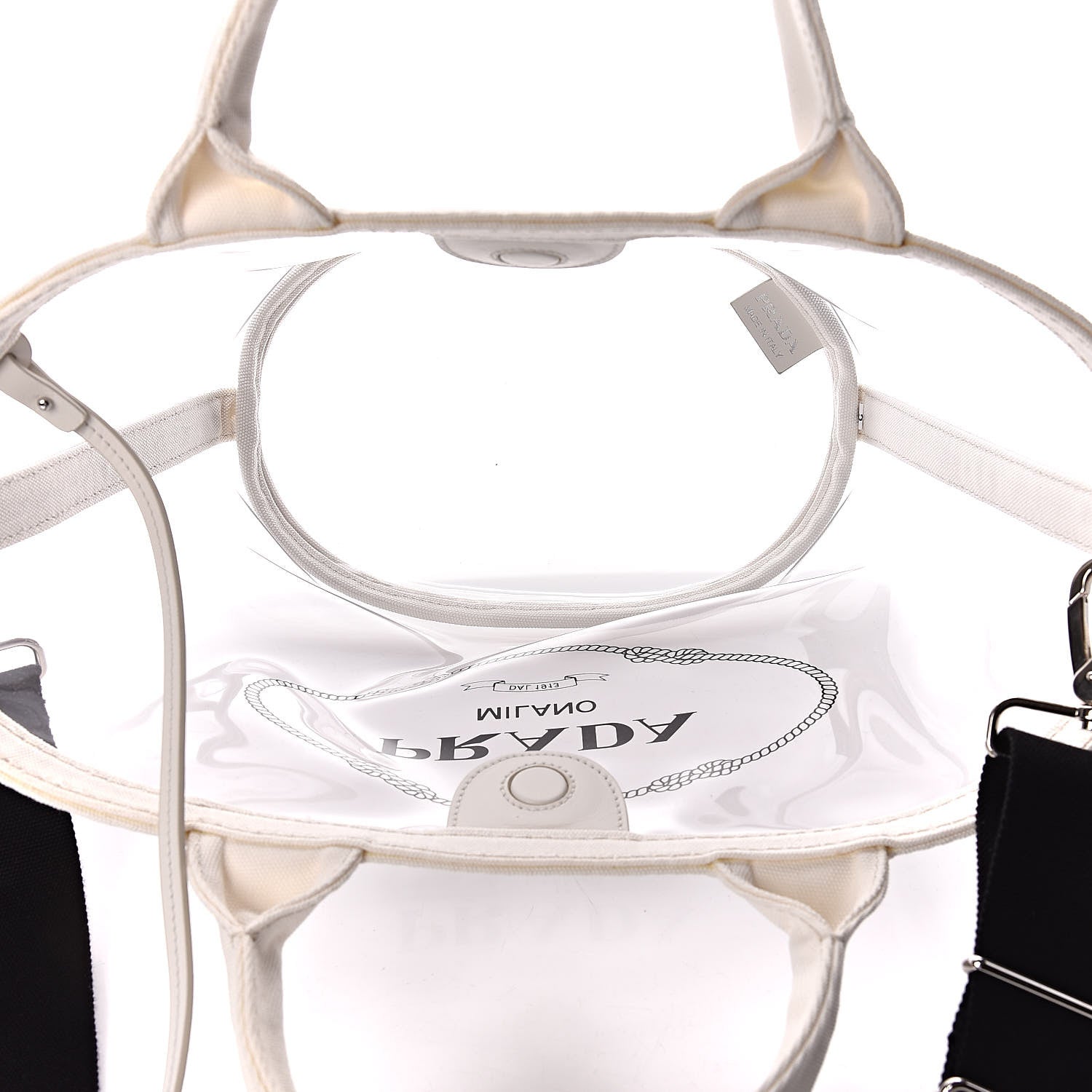 Prada Plexiglass Canapa Small Shopper Tote White 7 of 11