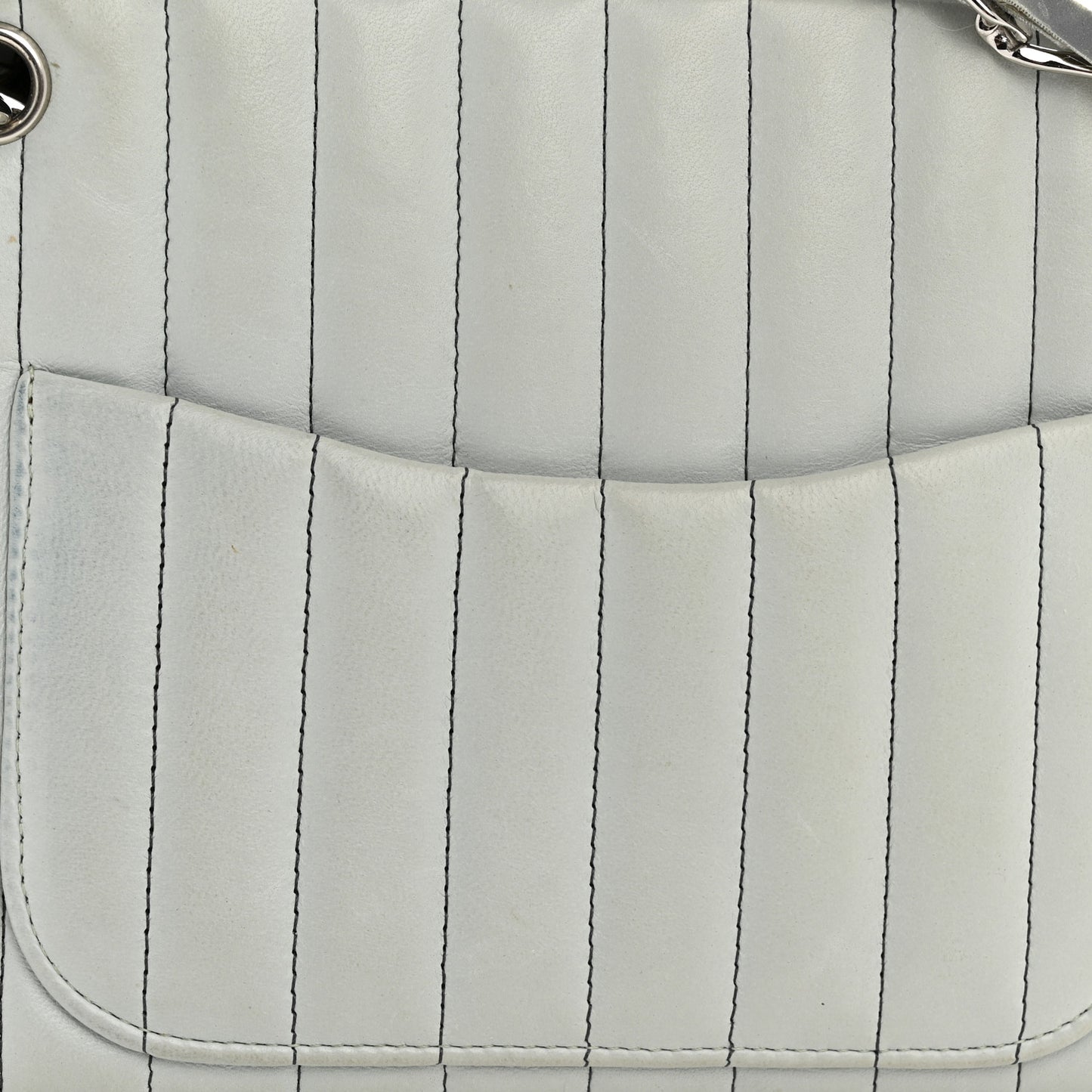 Lambskin Vertical Quilted Mademoiselle Camera Case Green