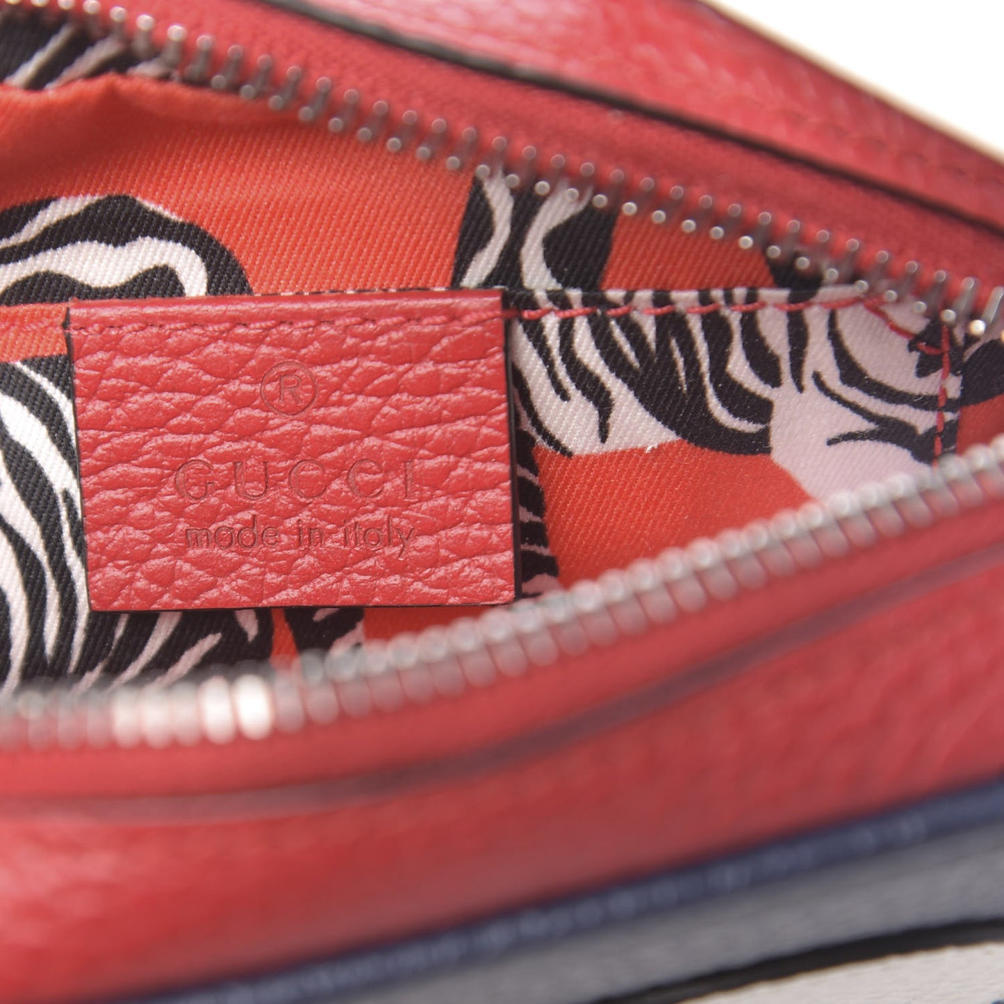 Calfskin Heart Camera Bag Blue Hibiscus Red White