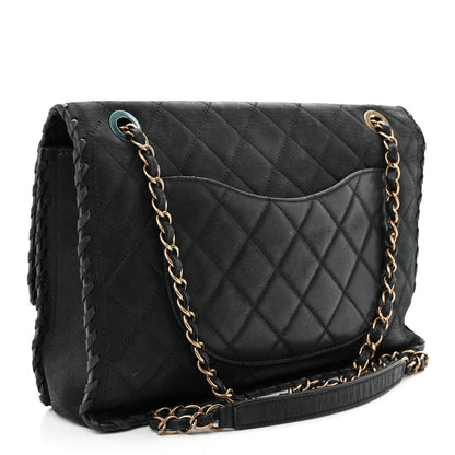Chanel Suede Calfskin Jumbo Happy Stitch Flap Black 3 of 11