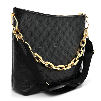 Louis Vuitton Lambskin Embossed Monogram Coussin Hobo MM Black 4 of 10