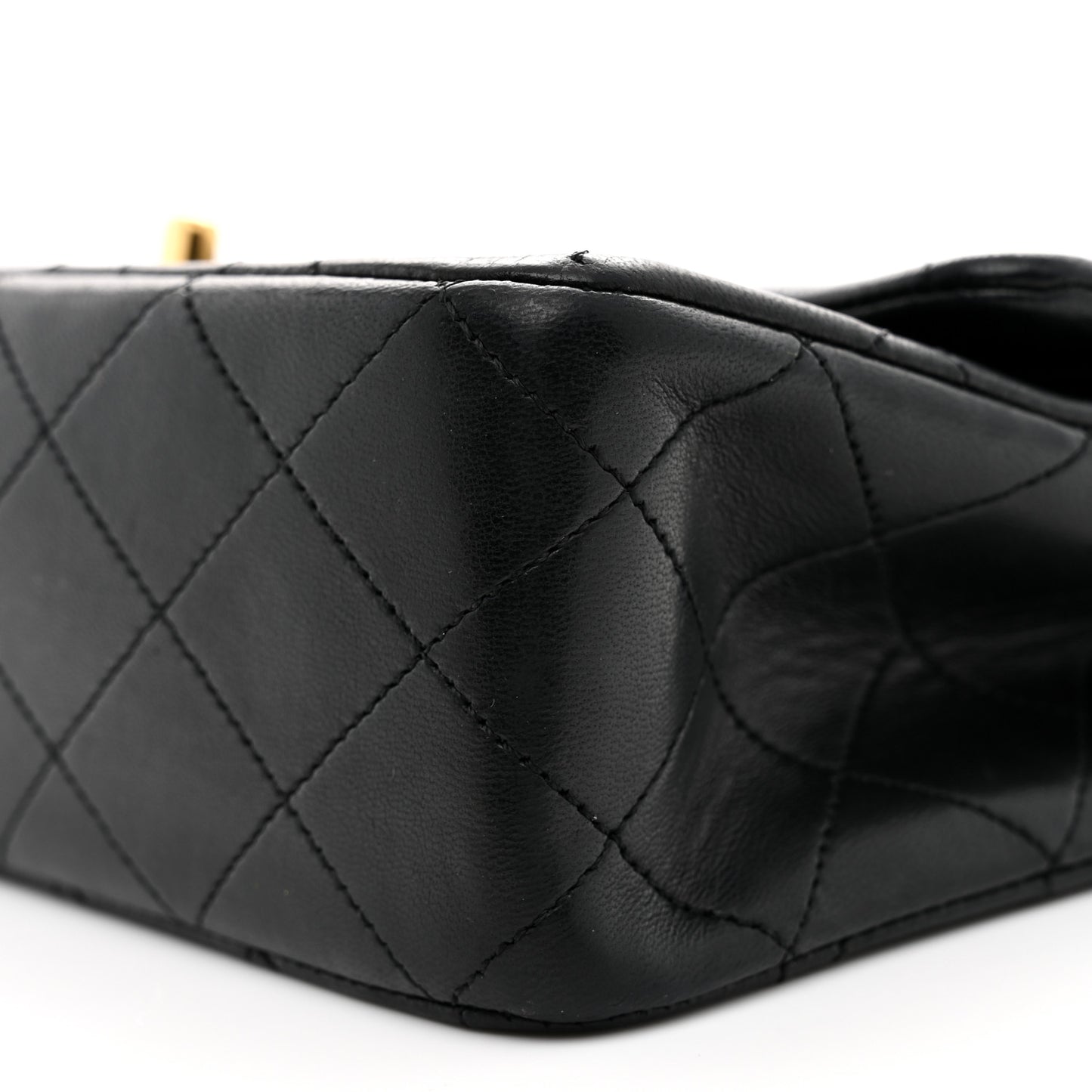 Lambskin Quilted Small Double Flap Black