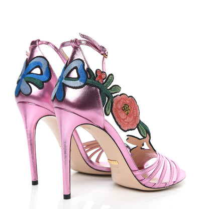 Gucci Metallic Nappa Ophelia High Heel Sandals 39.5 Rosa 4 of 9