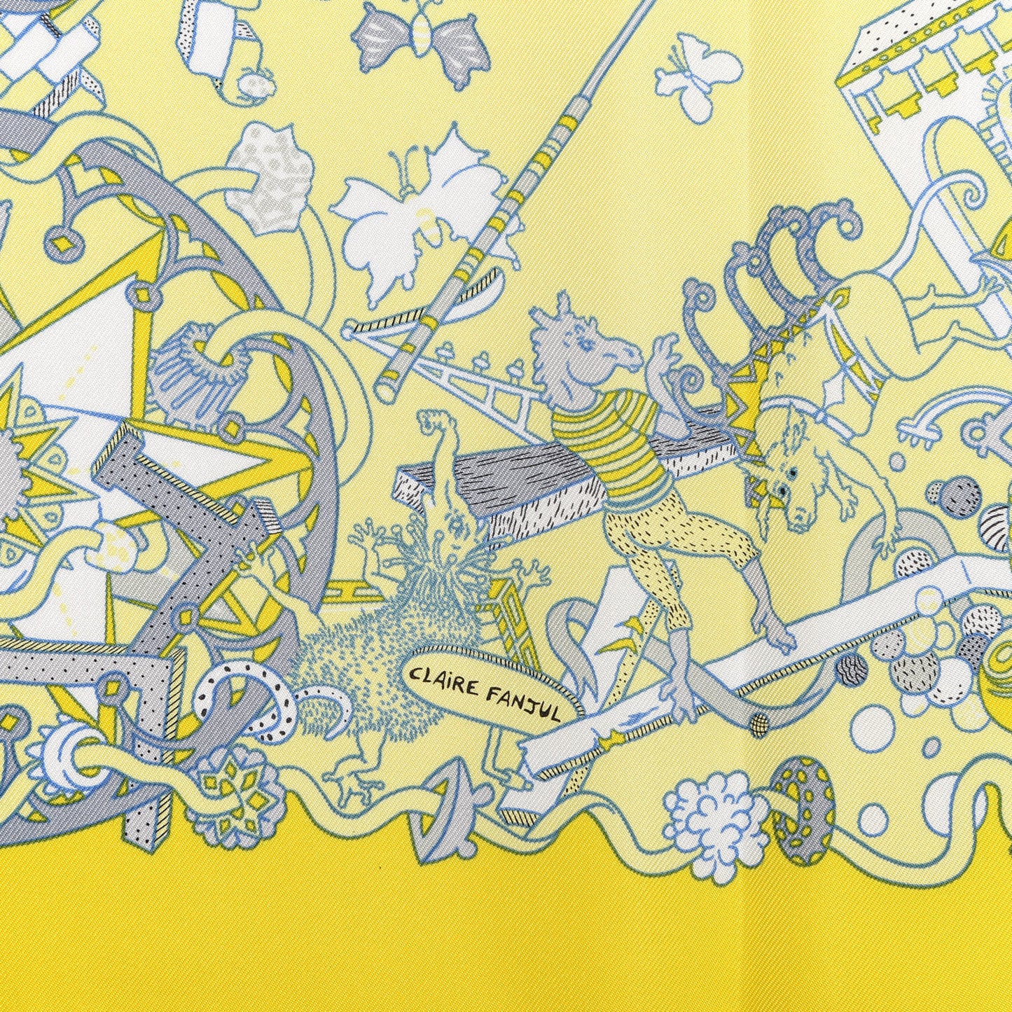 Silk La Folle Parade Scarf 90 Juane Vif Juane Soufre